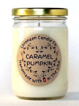 Caramel Pumpkin Candle, 12oz| Handmade with 100% Soy Wax for wholesale by Lorenzen Candle Co
