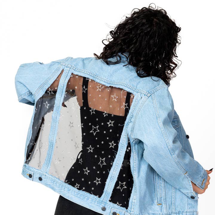 The Starry Half Lace Denim Jacket for wholesale by Dragon Denim