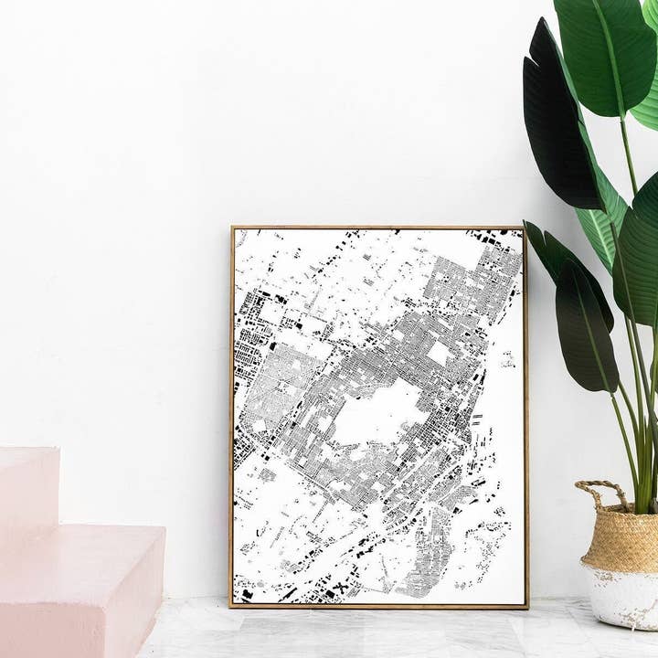 Montreal: Detailed Building Map, Premium White Canvas for wholesale by Nativah Chaya