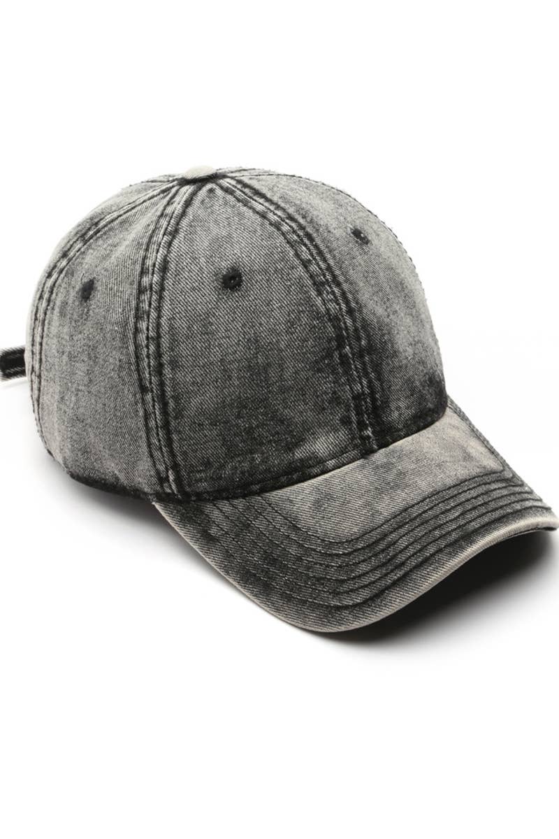 ACCITY - Wholesale Baseball Cap - Women's - Washed Denim Solid Baseball Cap Street Style_CWAH052710