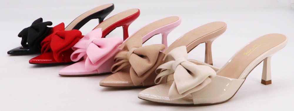 Wholesale Anne Michelle Double Layer Bow Tie Pointed Toe Slide