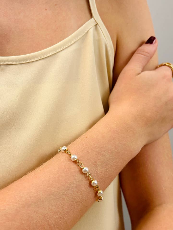 Pulsera de Cadena con Perlas Rellenas de Oro Asher para venta al por mayor de DEMI FINE Gold Filled Jewelry