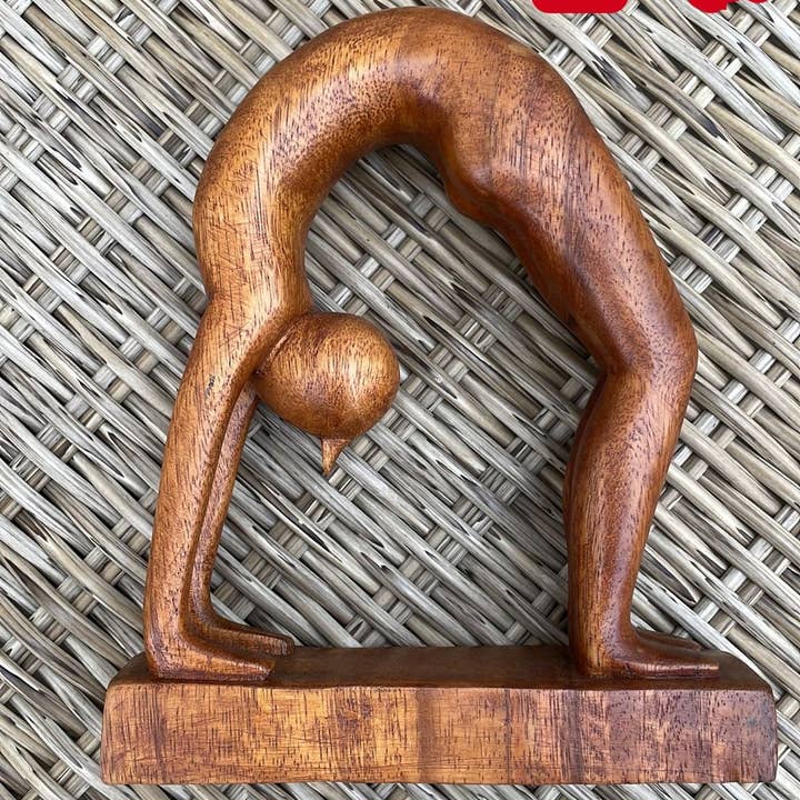 Ubud Glass - Wholesale Sculpture - Hand-Carved Wooden Yoga Poses Art - Serene and Spiritual Home Decor13