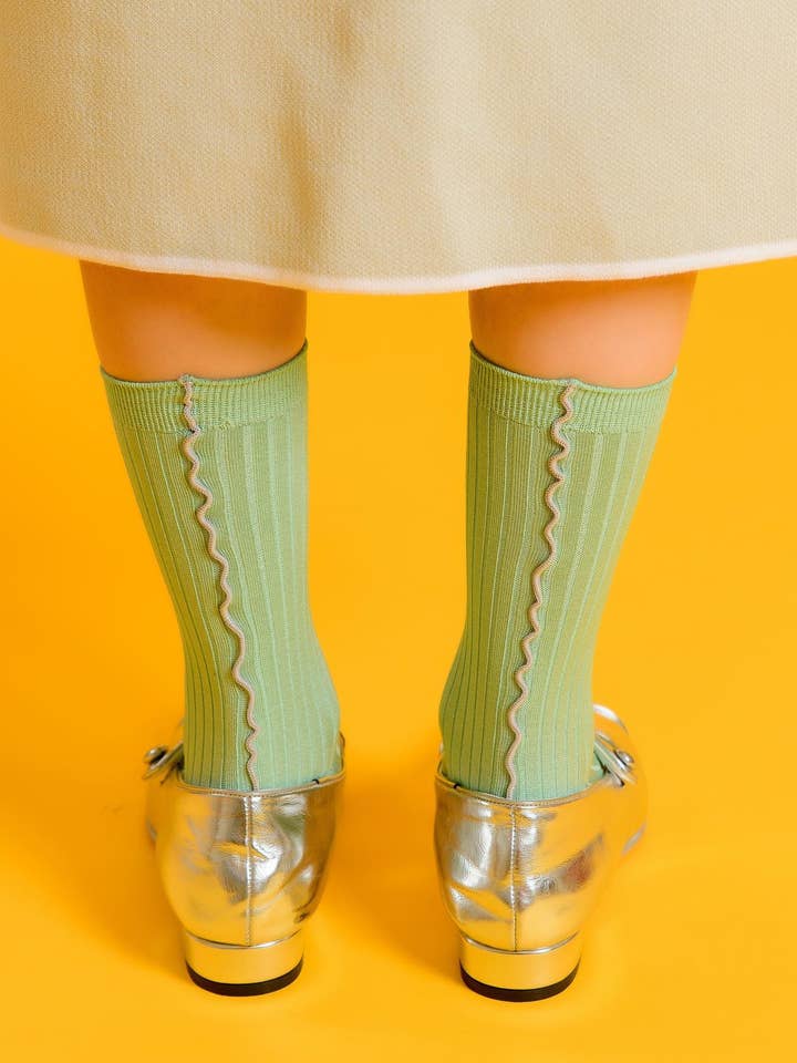 Fring Socks | Frill Design Back Seam Line Silky Touch Fabric for wholesale by MOND HAUS