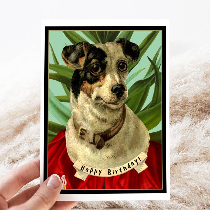 Cheerful Whimsies - Vendita all'ingrosso Biglietti di auguri - Biglietto di auguri. Buon compleanno! Cane vintage.