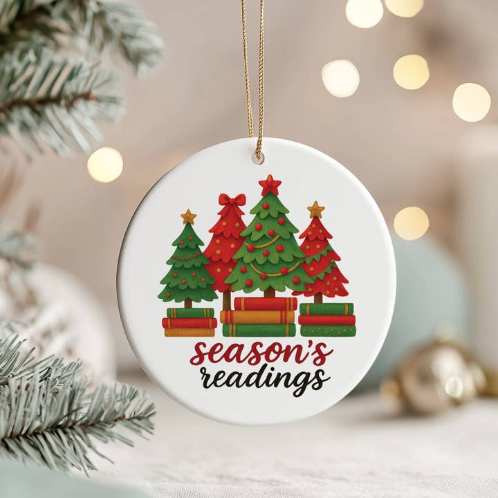 Season's Readings Christmas Tree Ceramic Ornament (Copy) for wholesale by DaisyChainDesignCo