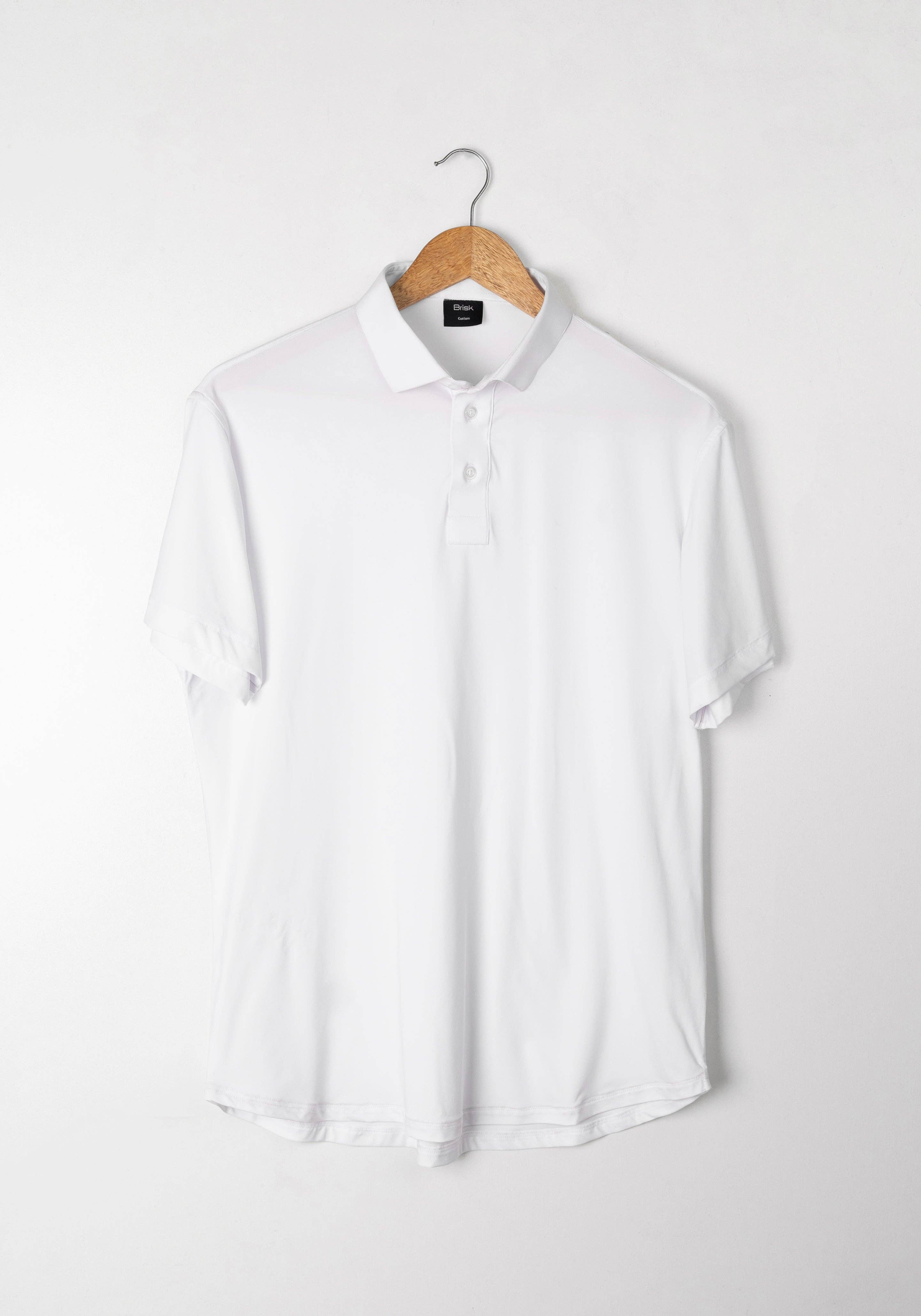 BRISK - Wholesale Polo – Men’s - White Performance Jersey 4 Way Super Stretch Polo Half Sleeves Shirt - Wrinkle Free