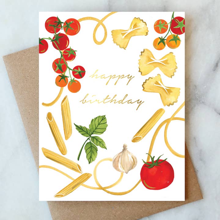 Pasta Party Fødselsdagskort | Fødselsdagskort for engroshandel hos Abigail Jayne Design