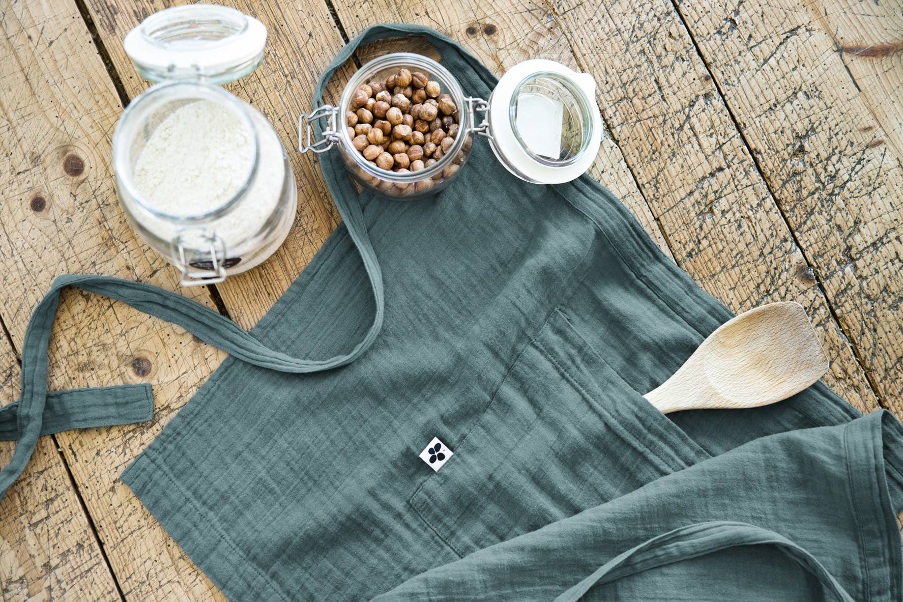 L'effet Papillon - Wholesale Apron - GAÏA Canard cotton gauze waiter apron 45 x 80 cm1