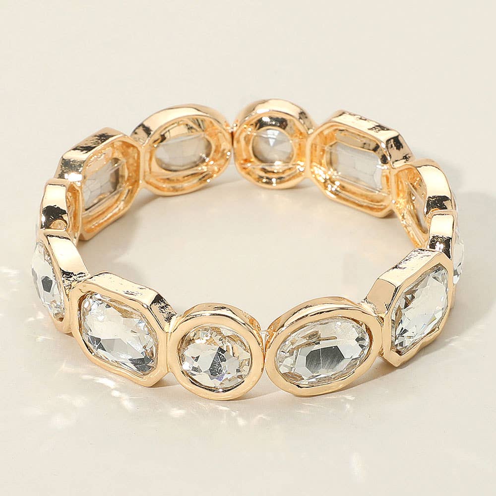 Sensibling Corp. – Pulseira por atacado – Pulseira Elástica com Pedra Oval de Corte Esmeralda Acentuada2