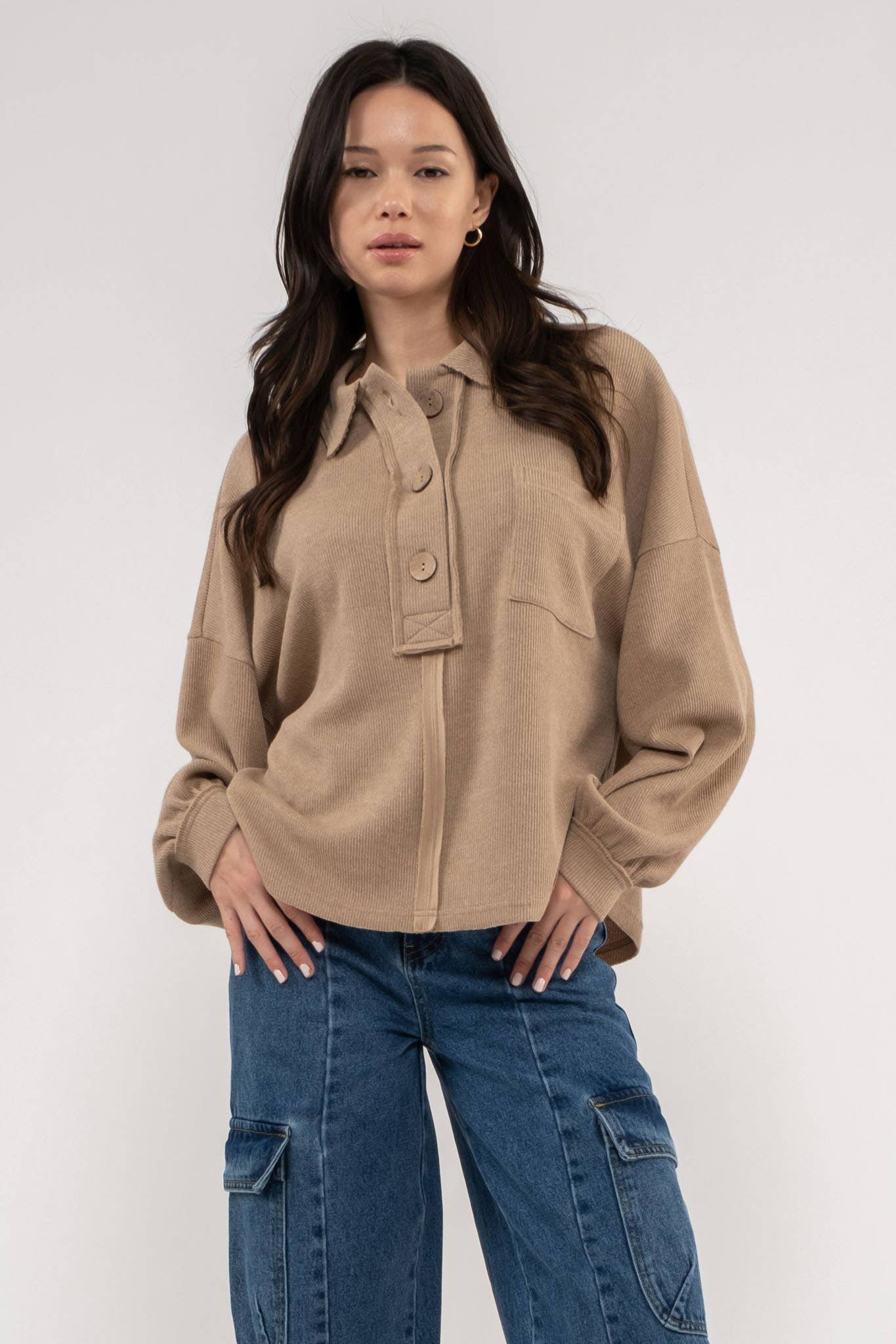 Blu Pepper - Venta al por mayor Jersey corto de punto - Mujer - TOP DE PUNTO CON CUELLO Y BORDES CRUDOS57