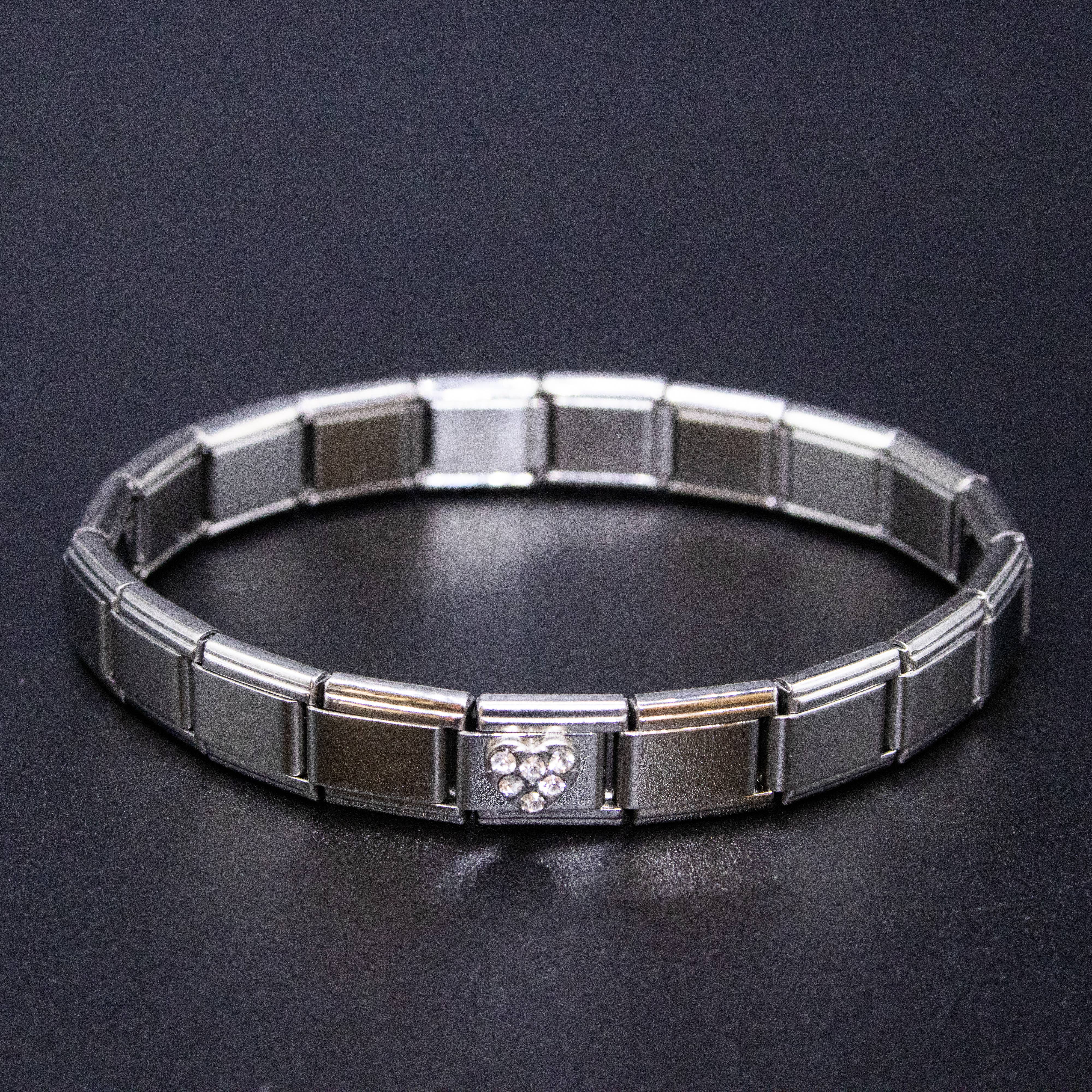 Natalia - Wholesale Individual Charm/Pendant - Italian Charm Bracelet Charms - Rhinestone Heart Links9