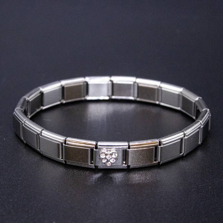 Natalia - Wholesale Individual Charm/Pendant - Italian Charm Bracelet Charms - Rhinestone Heart Links9