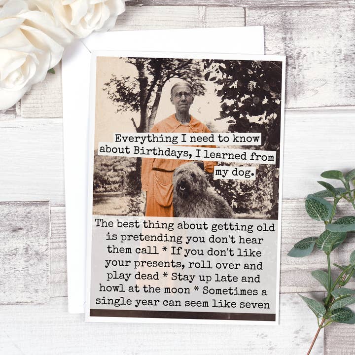 Everything I Need To Know... Birthday Card. 704 for wholesale by Raven's Rest Studio