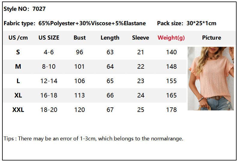 Lovesoft - Wholesale Blouse - Women's - Solid Color Crewneck Sweet Short-Sleeve Hollow-Out Top9