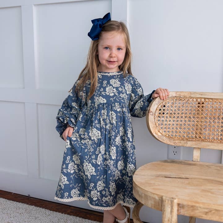 Grey Floral Printed Neck & Bottom Lace Long Sleeves Gathered : Infant : Baby : Toddler : Tween : Kids and other Purchase Wholesale yookidoo. Free Returns & Net 60 Terms on Faire trending on Faire.
