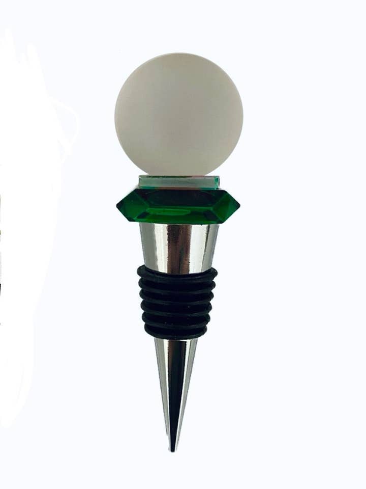 Green Crystal Wine Stopper for wholesale by Allison Pearl Design