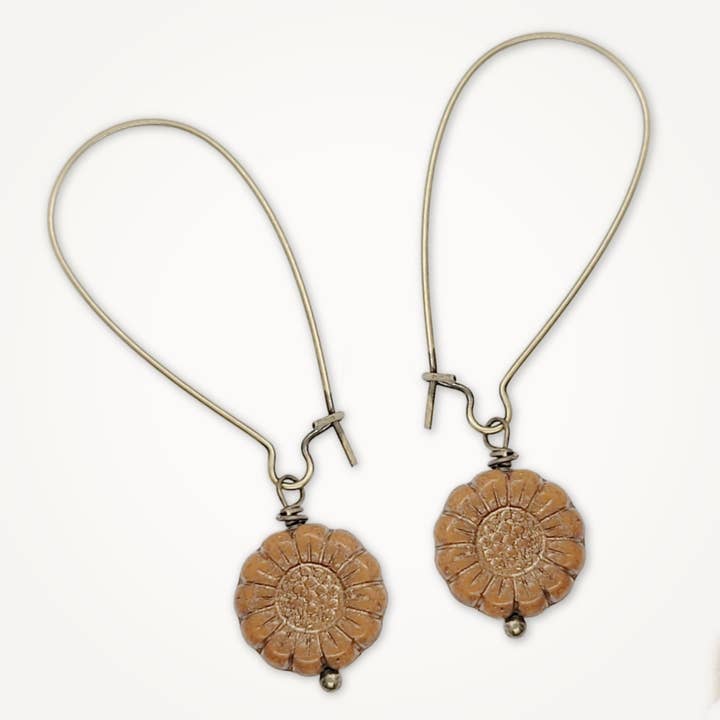 Sunflower Earrings • Czech Glass for wholesale by Beatrixbell Handcrafted
