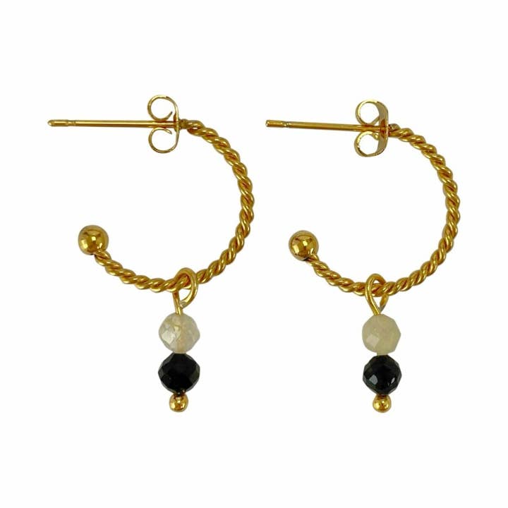 Boucles d'oreilles en tourmaline et quartz rutile - Doré pour la vente par Saint Clairmont