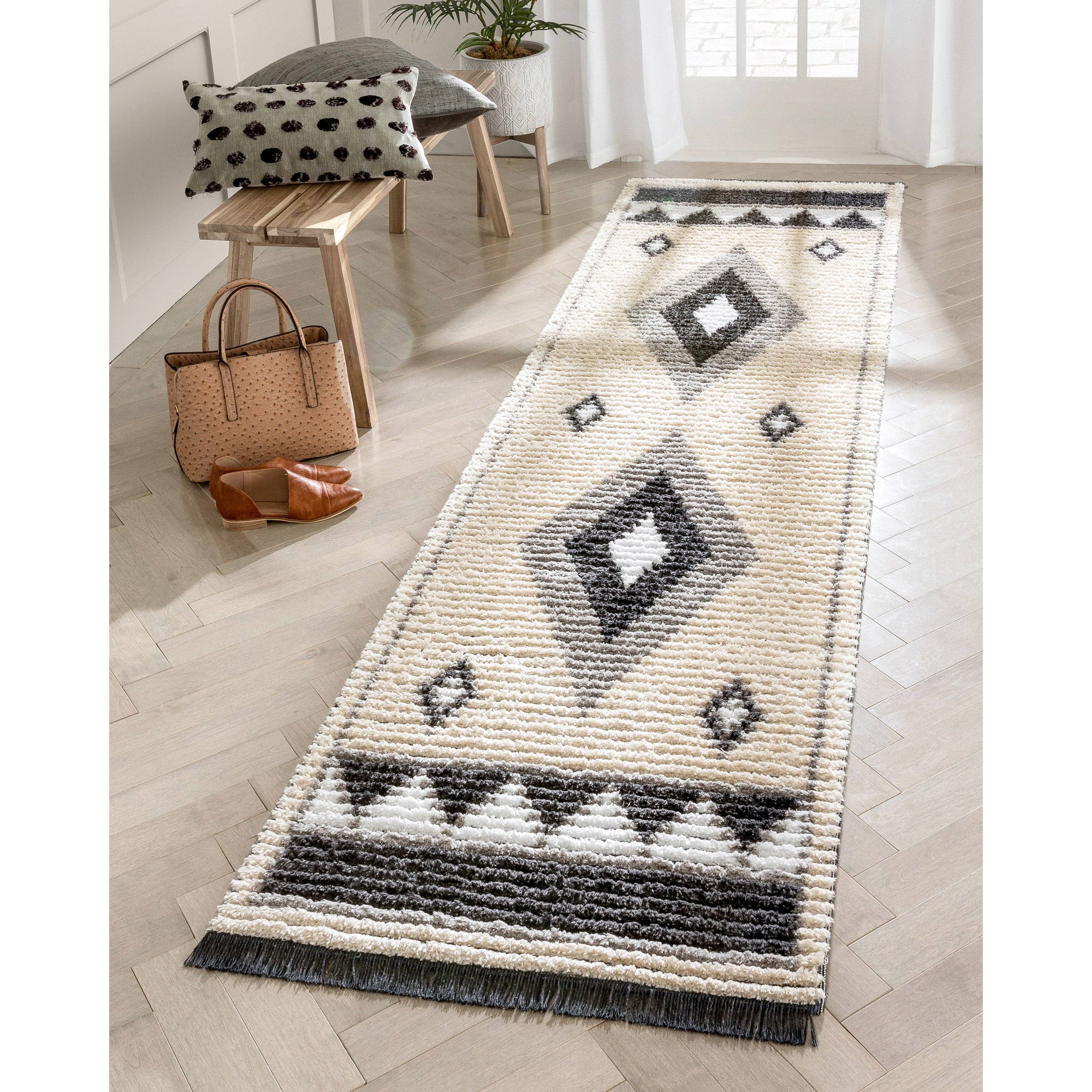 Well Woven - Wholesale Area Rug - Una Moroccan Diamond Medallion Pattern Grey High-Low Texture8