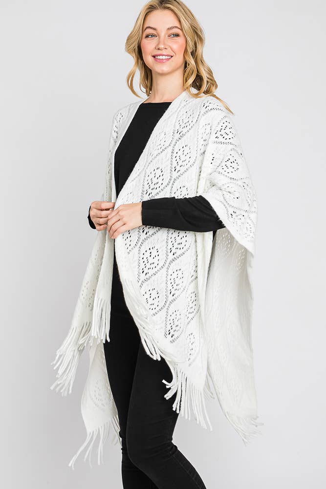 Hana - Wholesale Cardigan - Dames - Paisley Pattern Fringe Ruana1