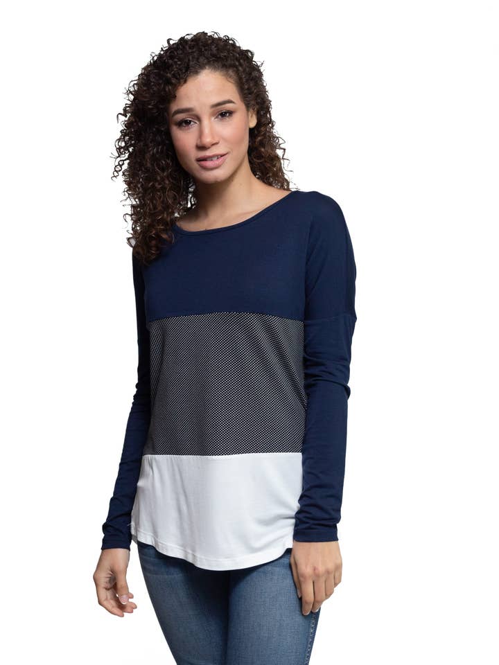 AtoZ - Vendita all'ingrosso Tunica - Donna - Tunica Shirin a maniche lunghe con stampa a blocchi di colore3