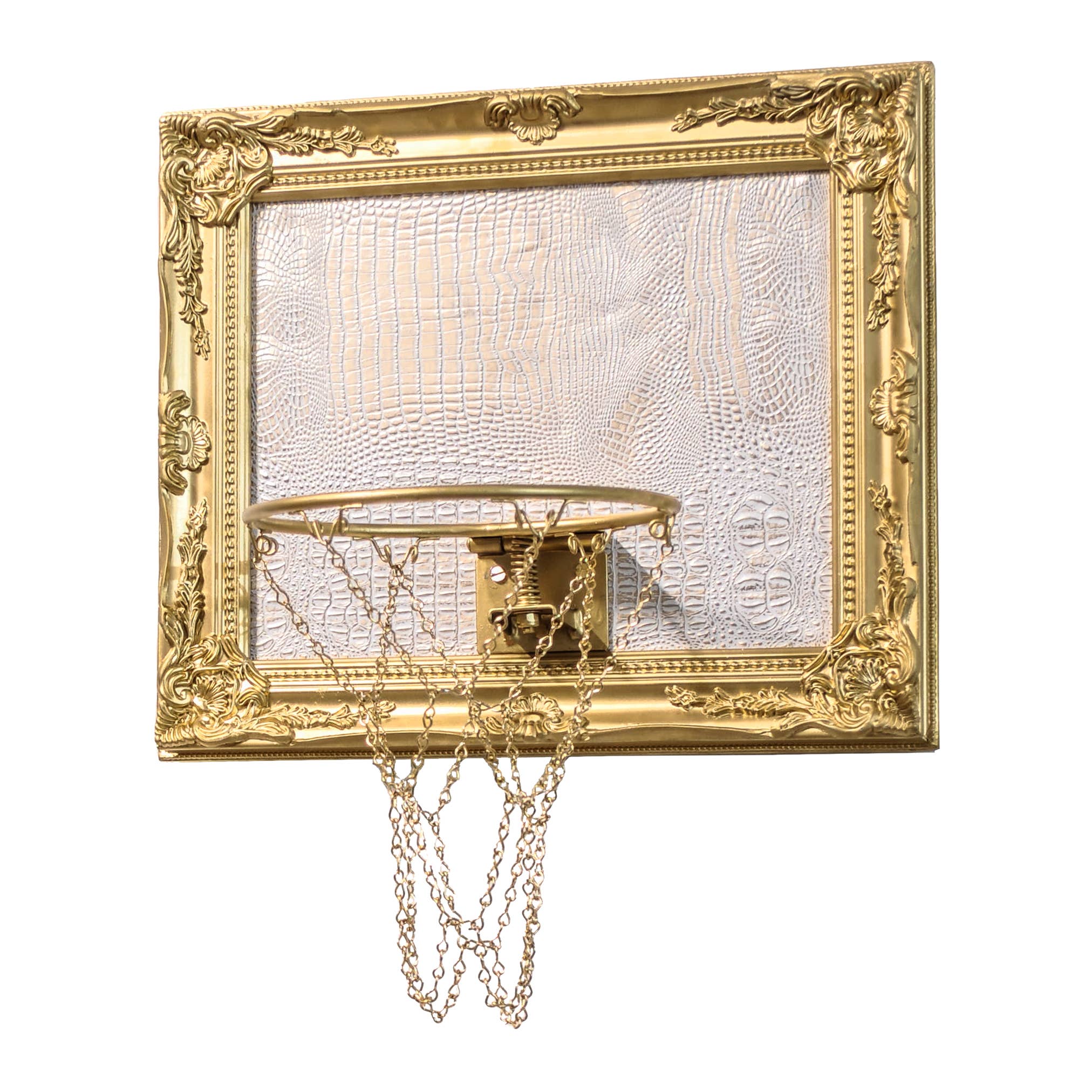 Hoops and Heritage - Wholesale Wall Art Set - White and Gold Gator Mini Basketball Hoop  2