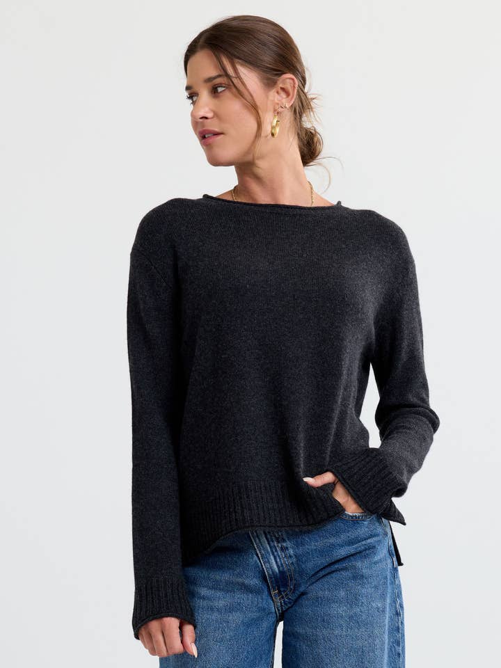 Charcoal Essential Cashmere Crew for wholesale on Faire6