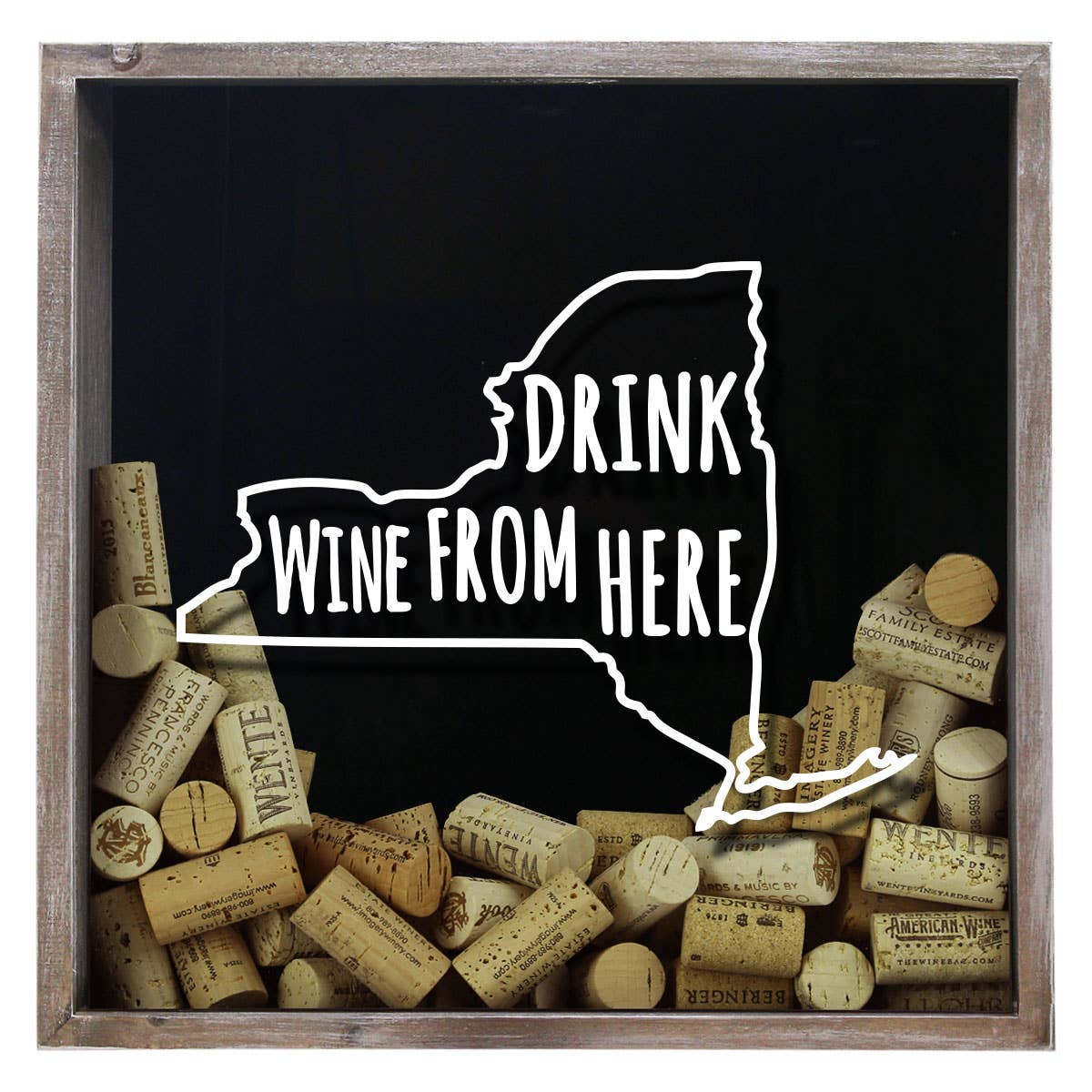Torched Products - Wholesale Sign - Drink Wine From Here Beer Cap Shadow Box - Farmhouse Antique30