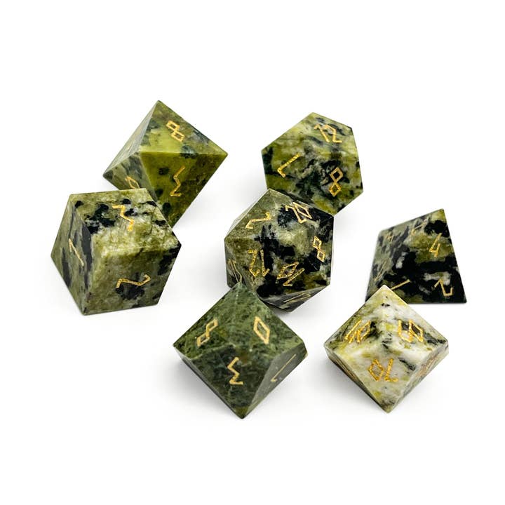 African Jade - 7 Piece RPG Set Gemstone Dice for wholesale by Norse Foundry