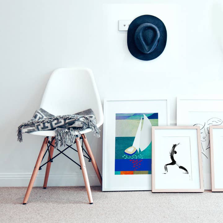 Creations Awol - Wholesale Poster - White Sailboat At Sunset On The Sea With Graphic Reflection: French Rivera Classic Matte Paper Poster6