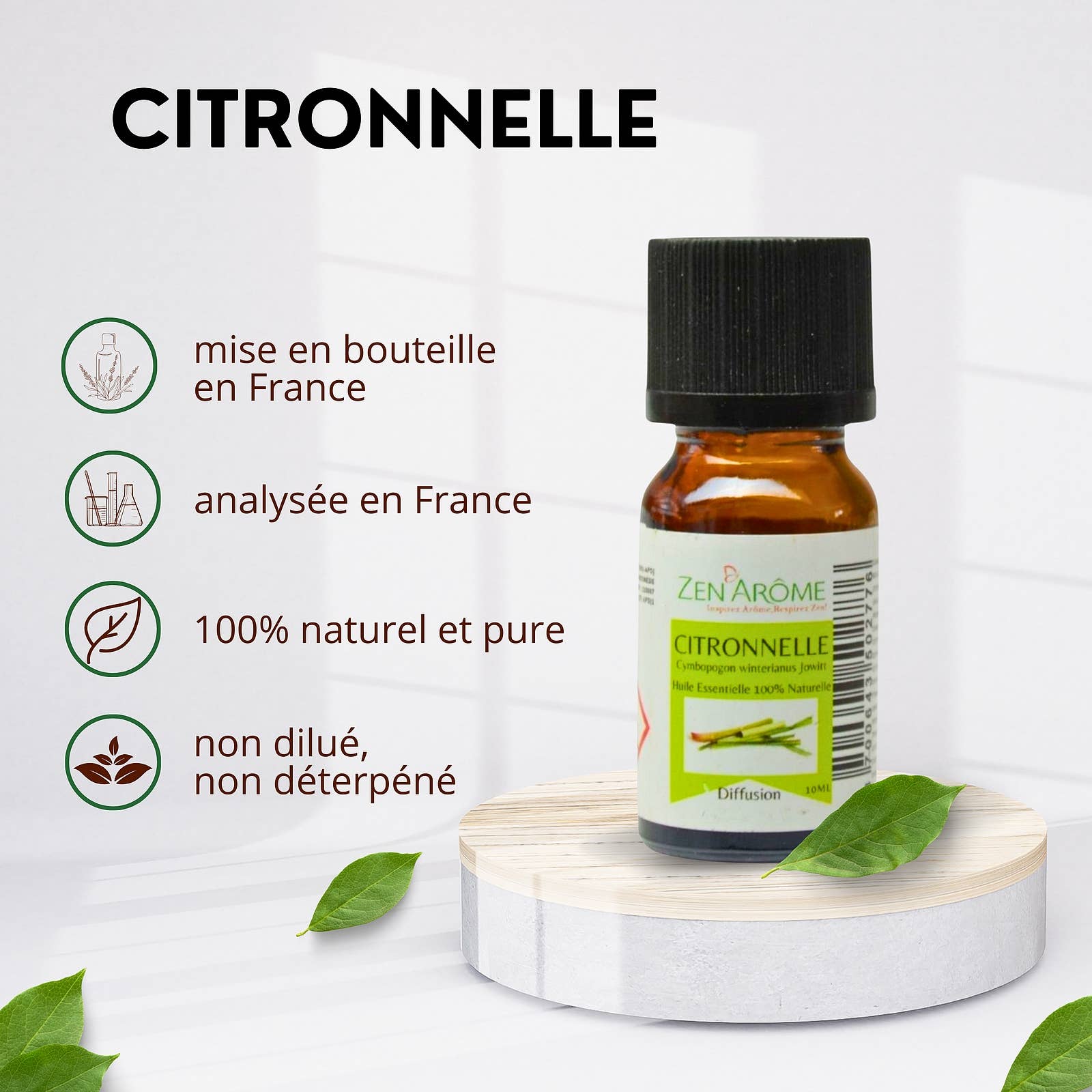 Zen'Arôme - Wholesale Essential Oil - Lemongrass Essential Oil - 100% Natural - 10ml1