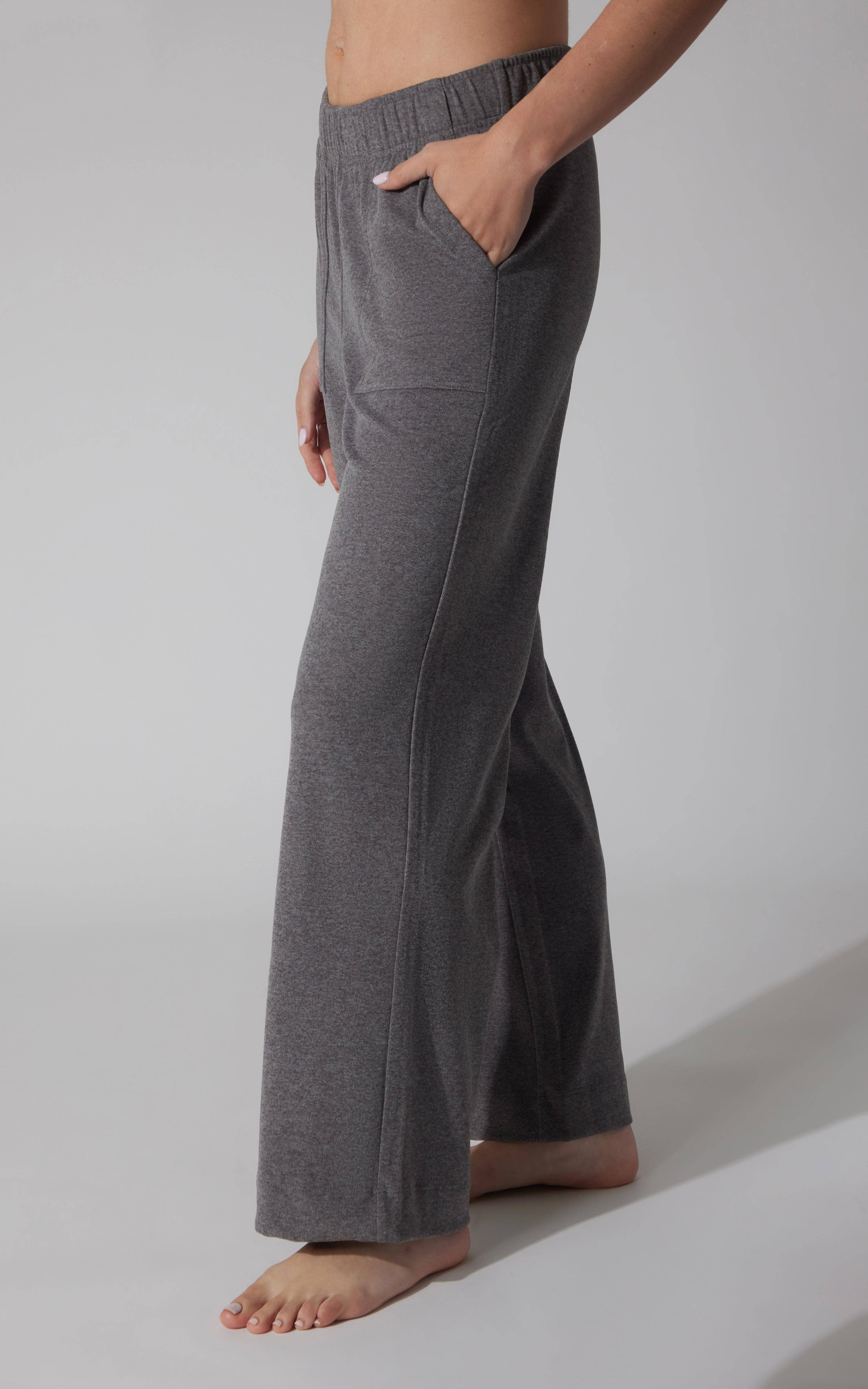 90 Degree by Reflex & Yogalicious - Wholesale Pants - Women's - Women's Marled Wide Leg Pants with Back Pocket5