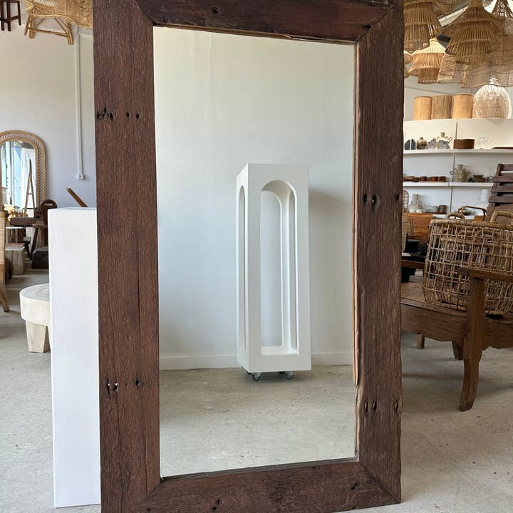 Office Objets - Wholesale Wall Mirror - Mirror with exotic brutalist old iron wood frame H:139cm86
