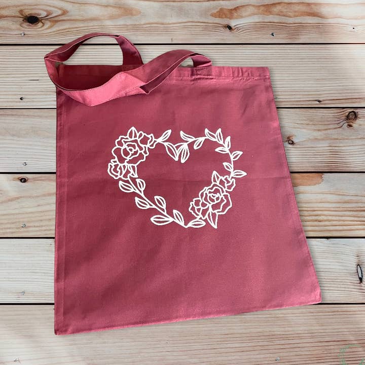 Floral Heart Canvas Tote Bag for wholesale by AGS Creations