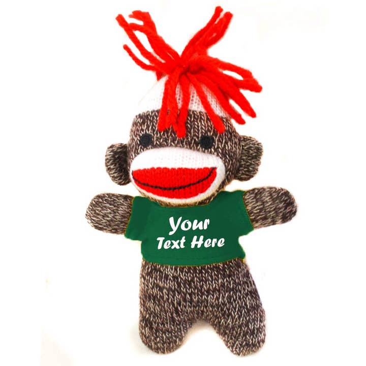 Plushland - Wholesale Knuffels - Kinderen en baby - 4" Zwarte Sok Aap Knuffel Sleutelhanger met Gepersonaliseerde T-shirts7