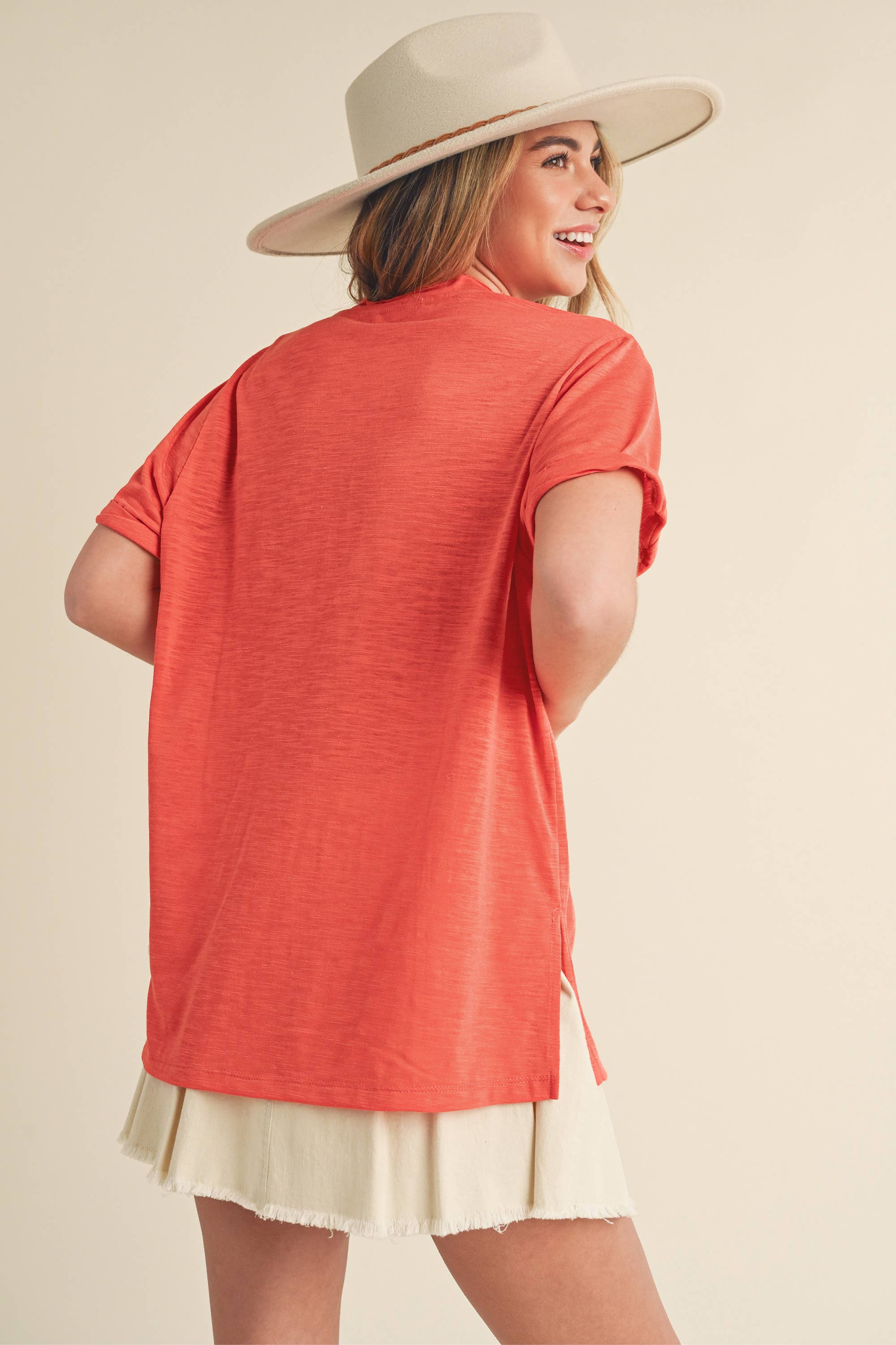 AEMI + CO - Wholesale T-Shirt - Women's - 8286DK Zoie V-Neck Short Sleeve Top49