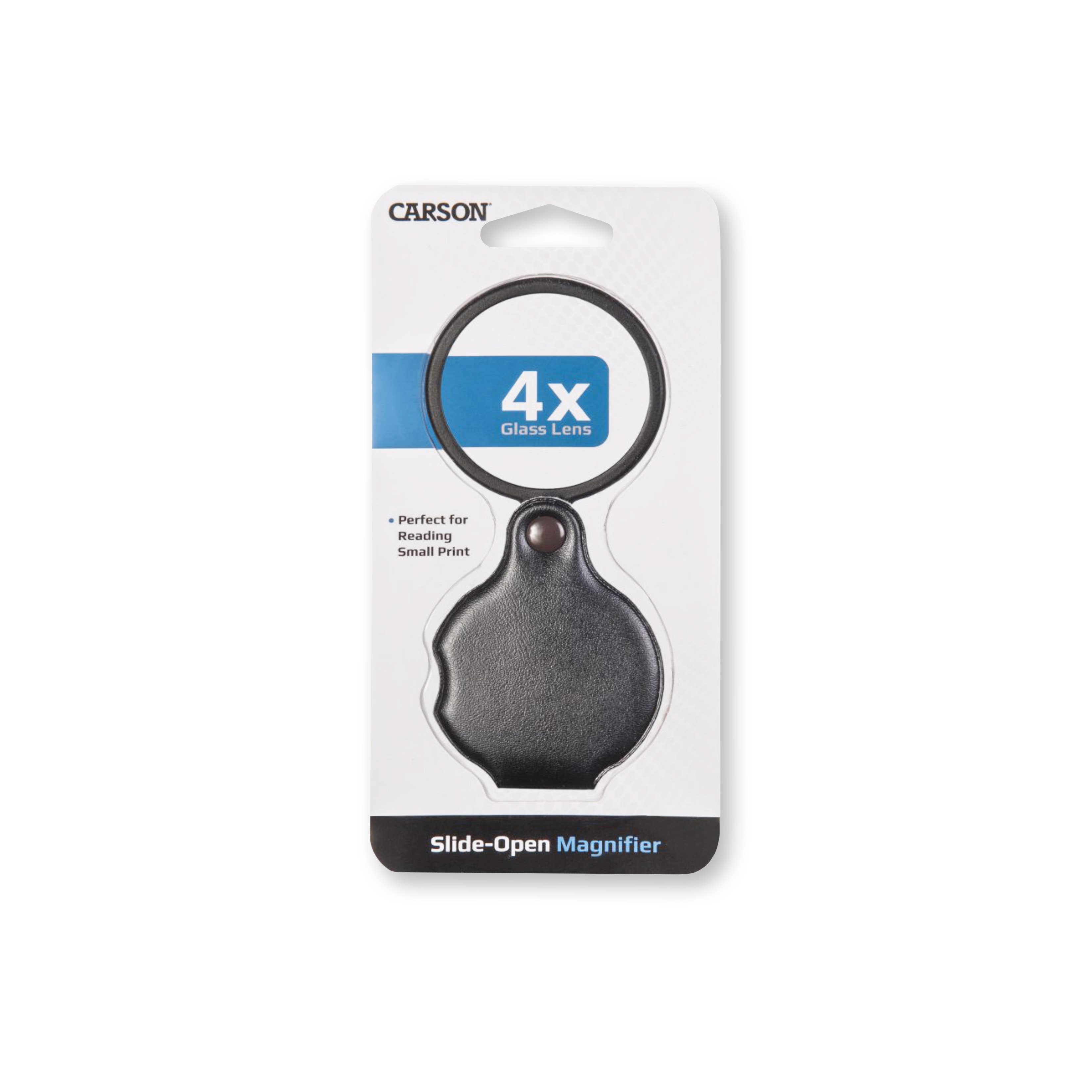 Carson - Wholesale Magnifying Glass - Slide-Open 4x Magnifying Glass with Soft Protective Sleeve3