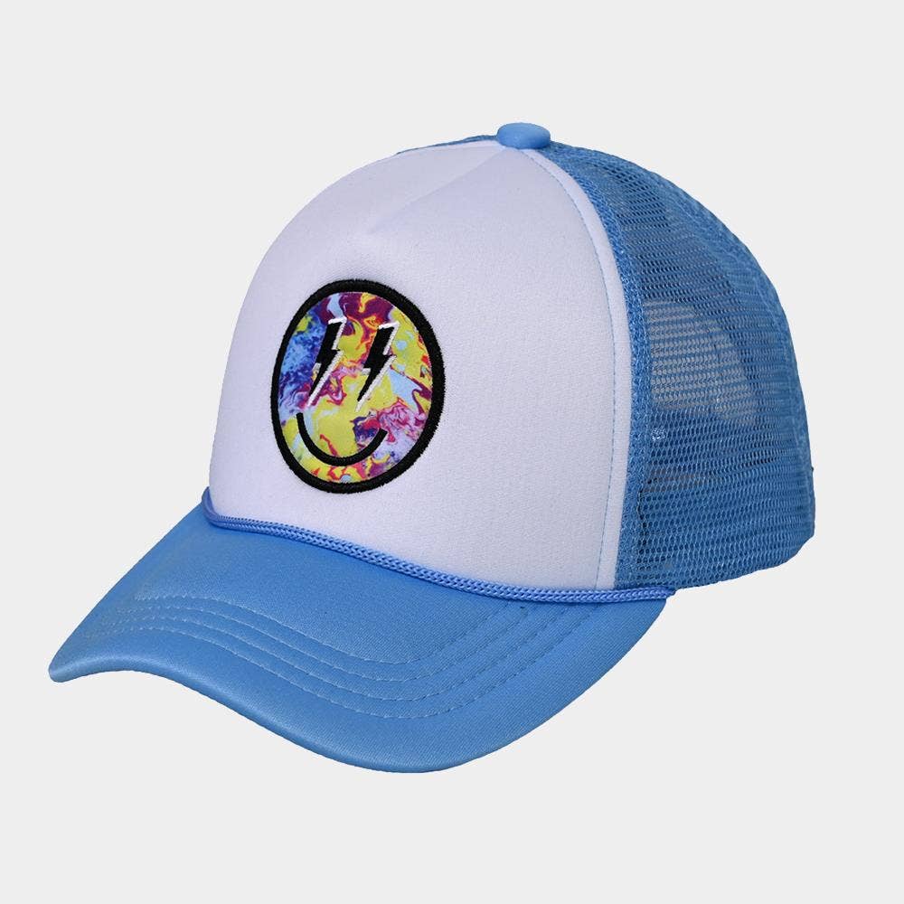 anbfashion - Vendita all'ingrosso Cappellino da camionista - Donna - CAPPELLO DA CAMIONISTA LIGHTNING BOLT EYES CON FACCINA SORRIDENTE GBA-043