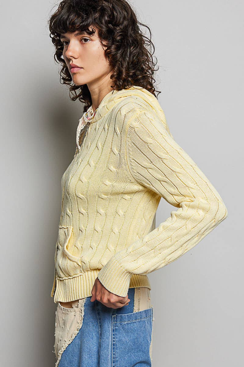 Pol Clothing - Wholesale Hoodie - Women's - Full Sleeve Solid Acrylic Sweater Hoodie Zip Up Knit Top38