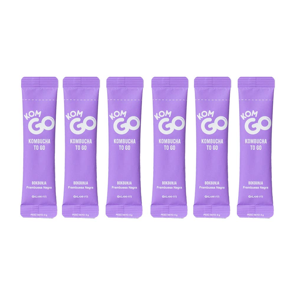 Komgo - Wholesale Kombucha - Doypack with 6 Kombucha Powder Sticks - Black Raspberry1