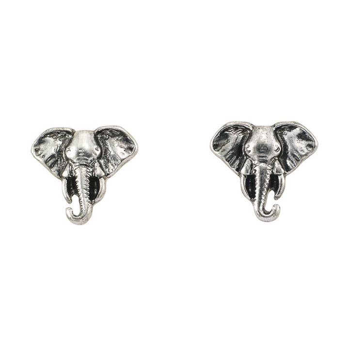 ER Antiqued Elephant Studs -12 for wholesale by World End Imports Jewelry & Gifts