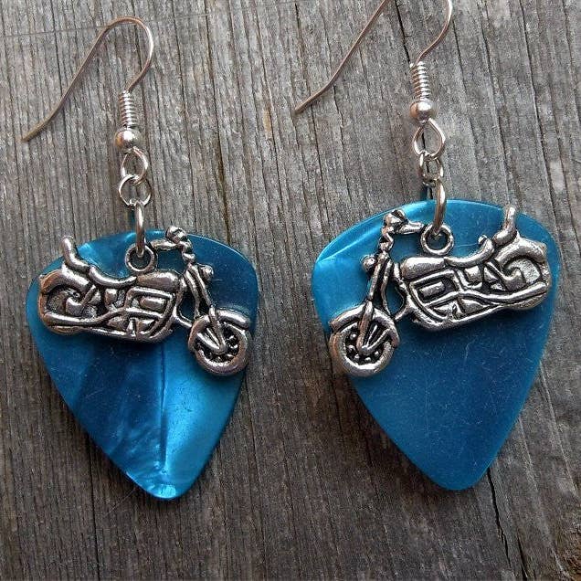 Simply Raevyn - Wholesale Dangle Earrings - Motorcycle Charm Guitar Pick Earrings23