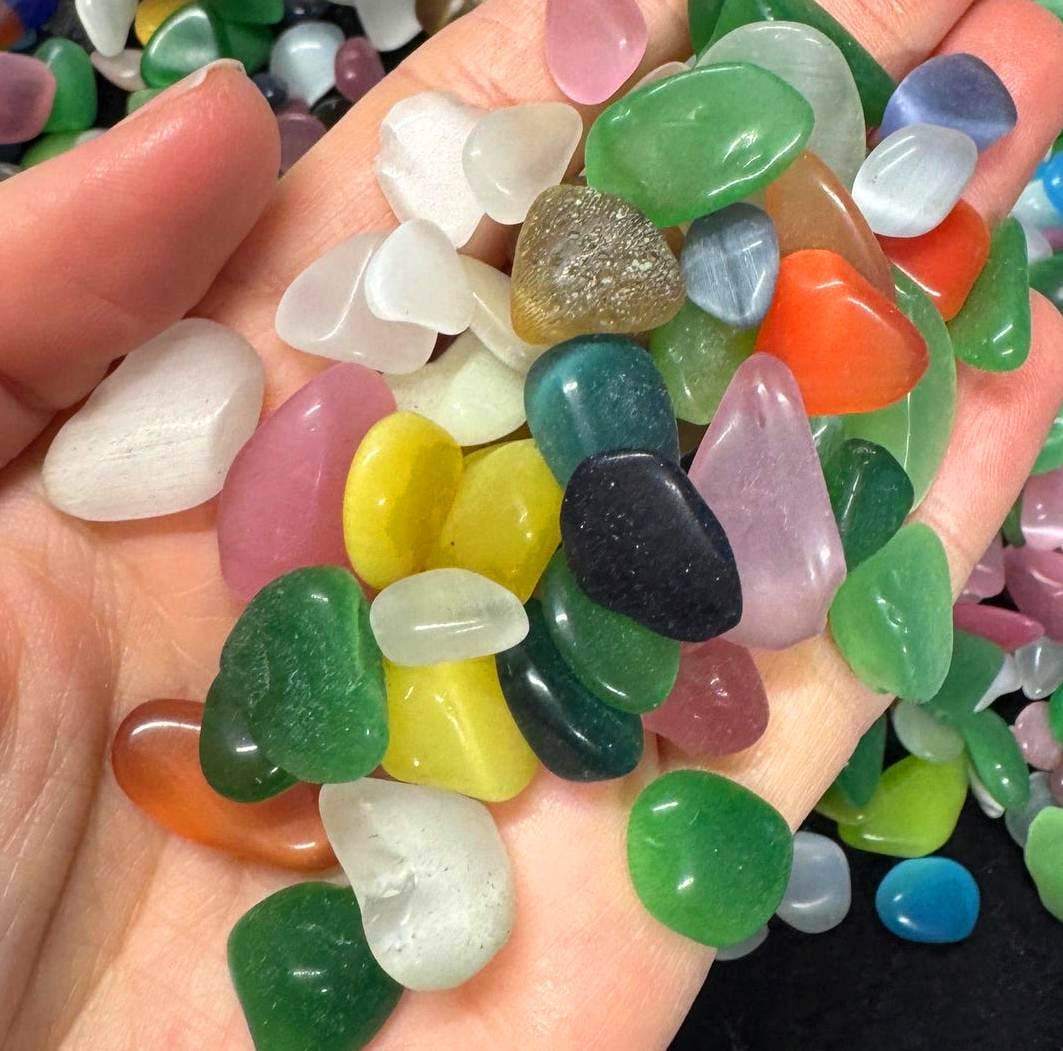 Elf Kendal Hippies – wholesale Andlig sten/kristall – Kattöga chips 20g påse 5-15mm ädelstenar regnbåge kattöga trumlad1