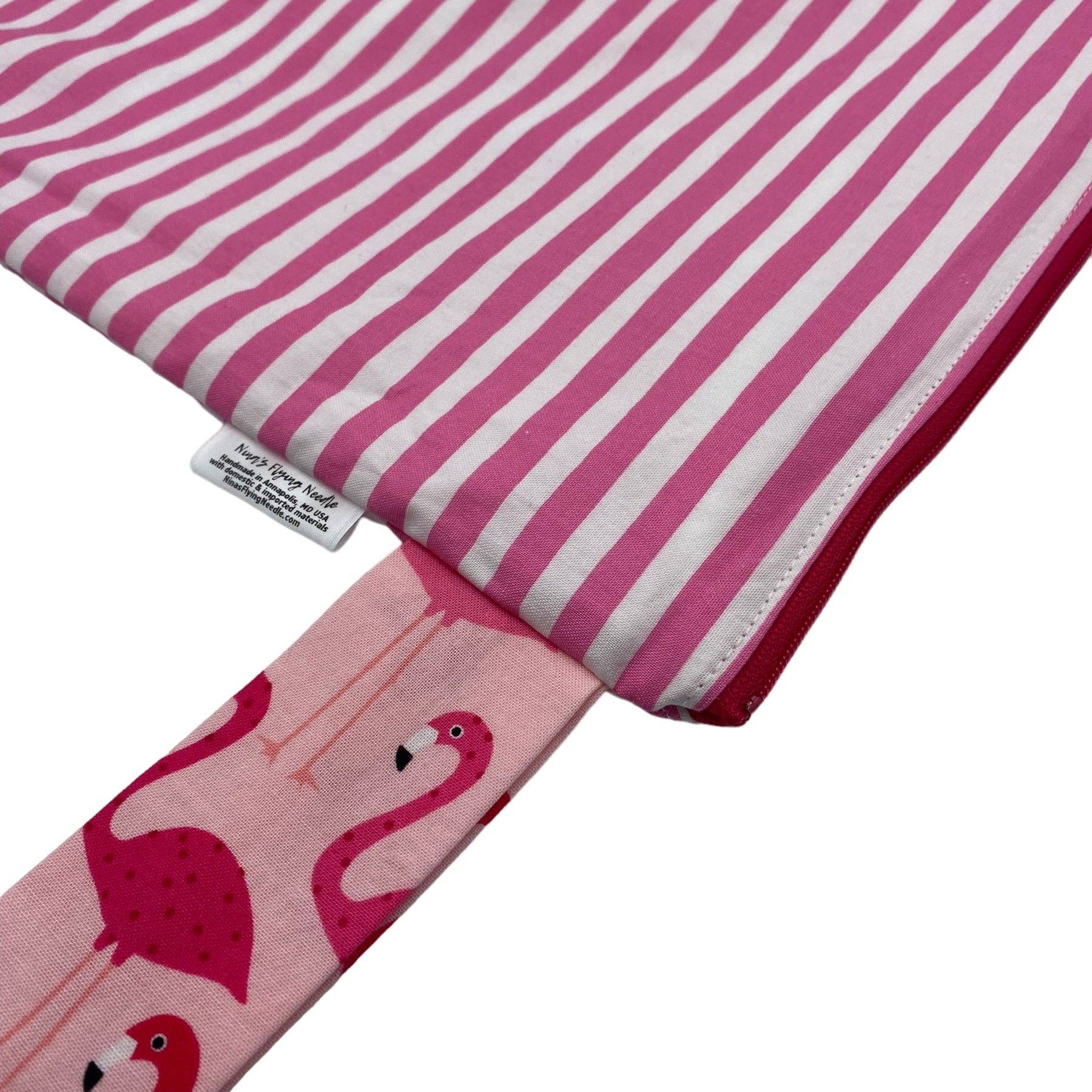 Nina's Flying Needle - Wholesale Wet Bag - Kids & Baby - Large Wet Bag with Handle Stripes Wonky Flamingos8
