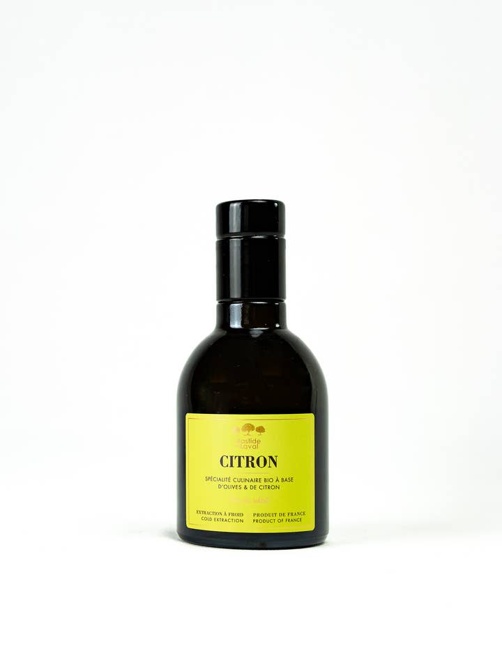 Lemon-flavored olive oil - 25cl bottle for wholesale by BASTIDE DU LAVAL - SARL Moulin du Grand Cèdre