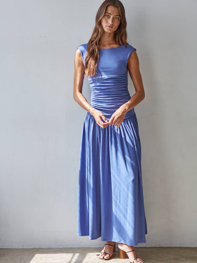 L9335 | Knit Polyester Spandex Ruched Side Sleeveless Dress for wholesale by By Together