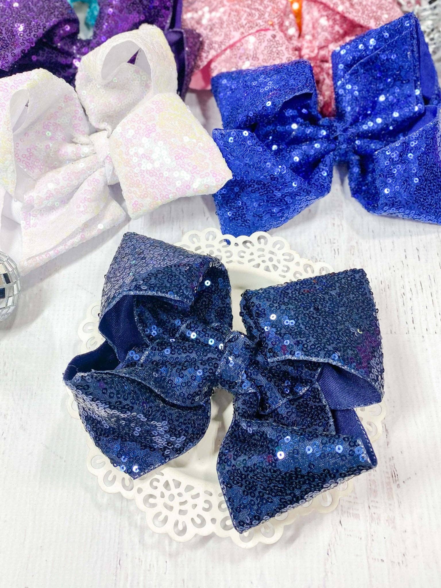 The Hair Bow Company - Wholesale Hair Bow - Kids - Sequin Texas Size Hair Bows - Alligator Clip - 6.5"5