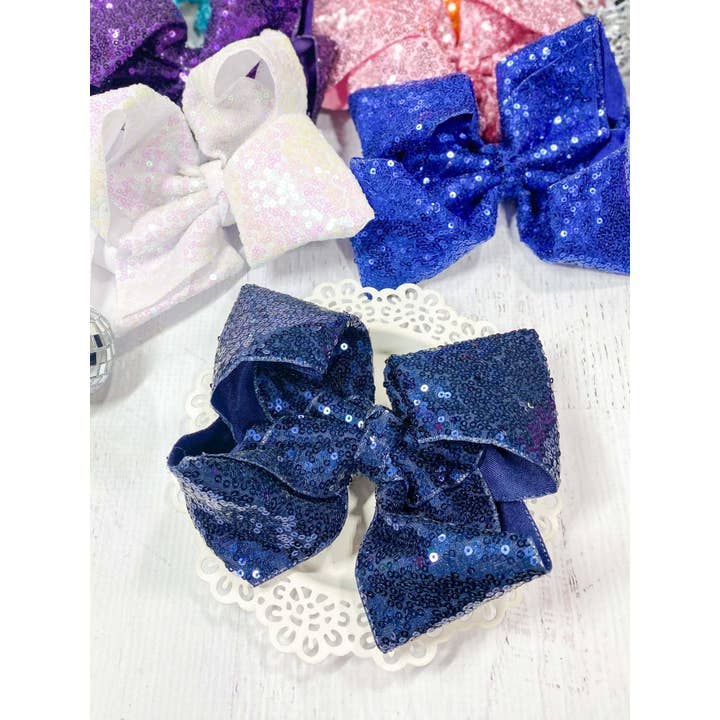 The Hair Bow Company - Wholesale Hair Bow - Kids - Sequin Texas Size Hair Bows - Alligator Clip - 6.5"5