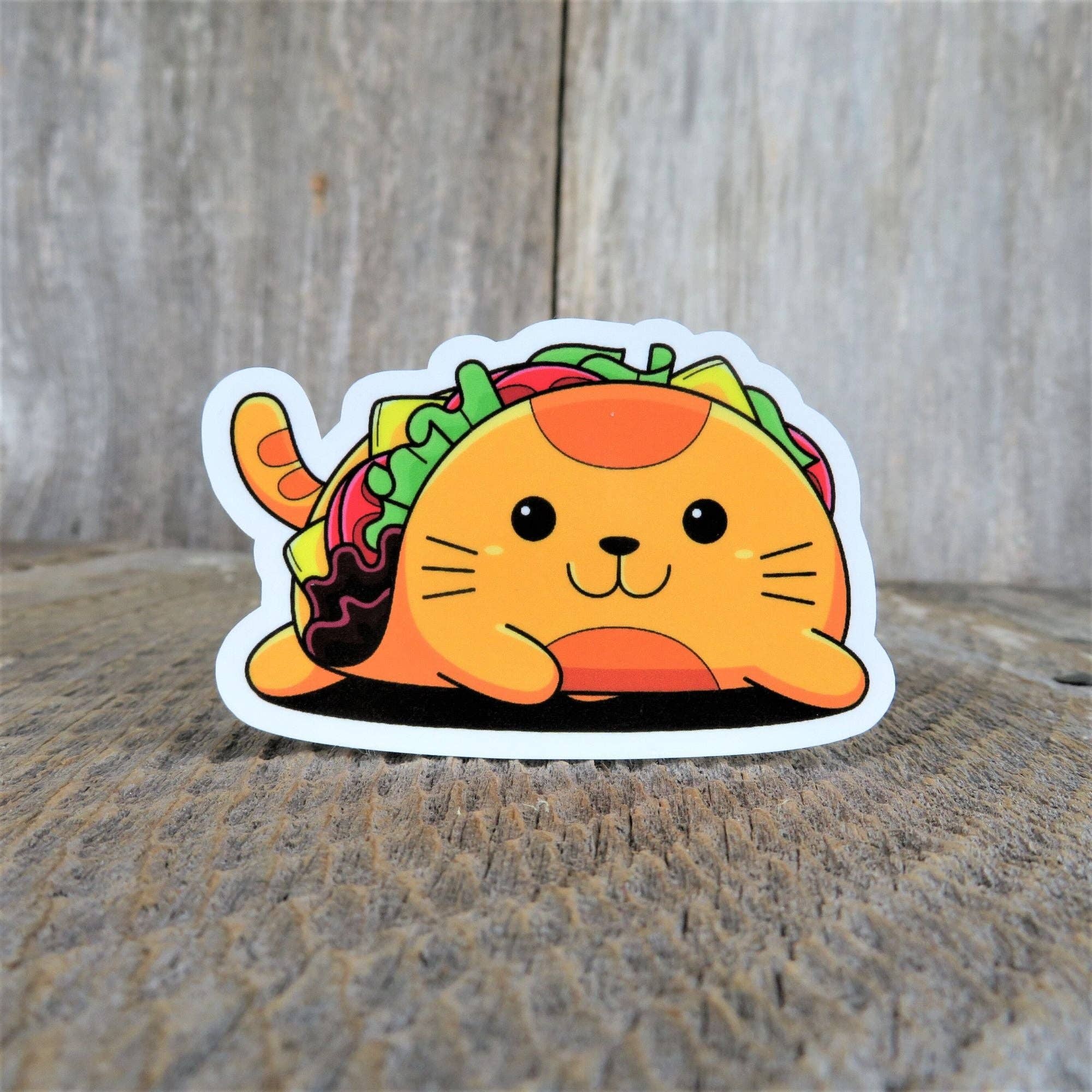 Kirk's Krafts - Wholesale Sticker - Taco Cat Sticker Funny Full Color Waterproof Cat Lover Taco Tuesday Humor Sticker